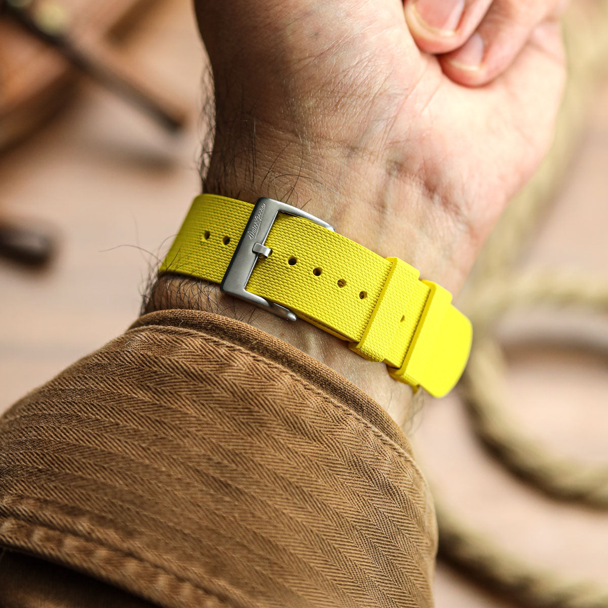 TidalPass British Military FKM Rubber Watch Strap - Yellow