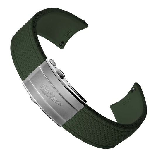 HydraWeave CTS Curved End Rubber Deployant Watch Strap - Forest Green