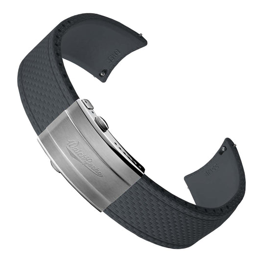 HydraWeave CTS Curved End Rubber Deployant Watch Strap - Storm Grey