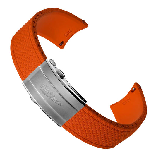 HydraWeave CTS Curved End Rubber Deployant Watch Strap - Sunset Orange