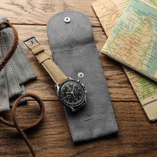 WatchGecko Faux Suede Pouch - Space Grey