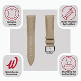 Whitby Padded Genuine Leather Watch Strap - Pastel Beige