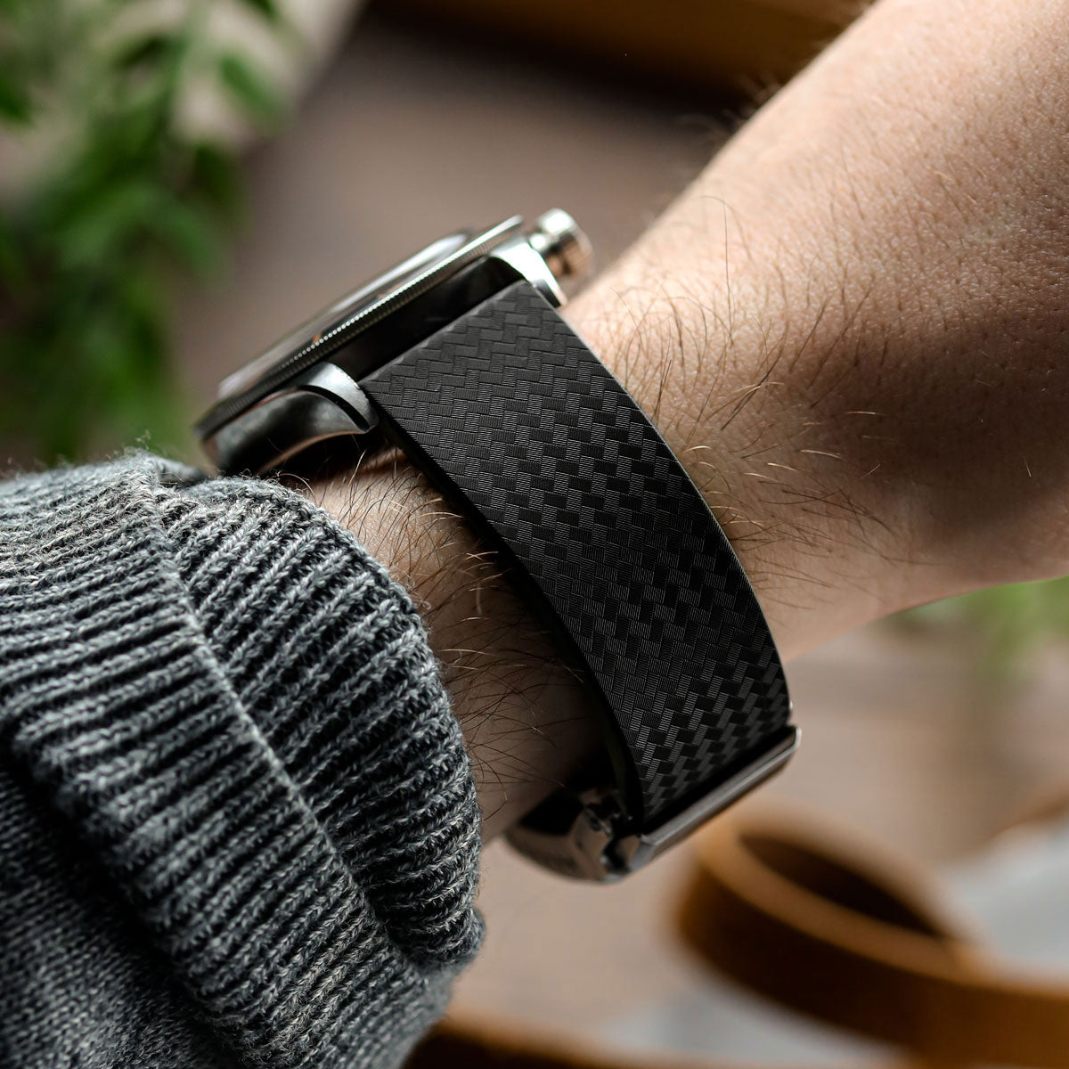 WatchGecko 400 Italian Rubber Strap 2 Additional Parts - Black