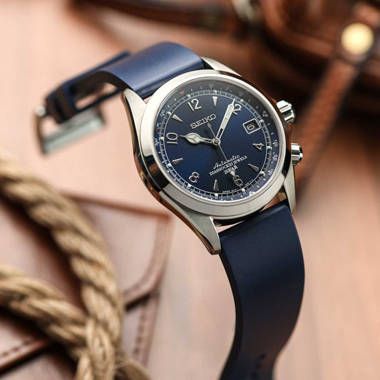 WatchGecko Sennen Quick-Release FKM Rubber Watch Strap - Blue
