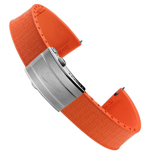 Mosaic CTS Rubber Watch Strap with Push Button Buckle - Spanish Orange