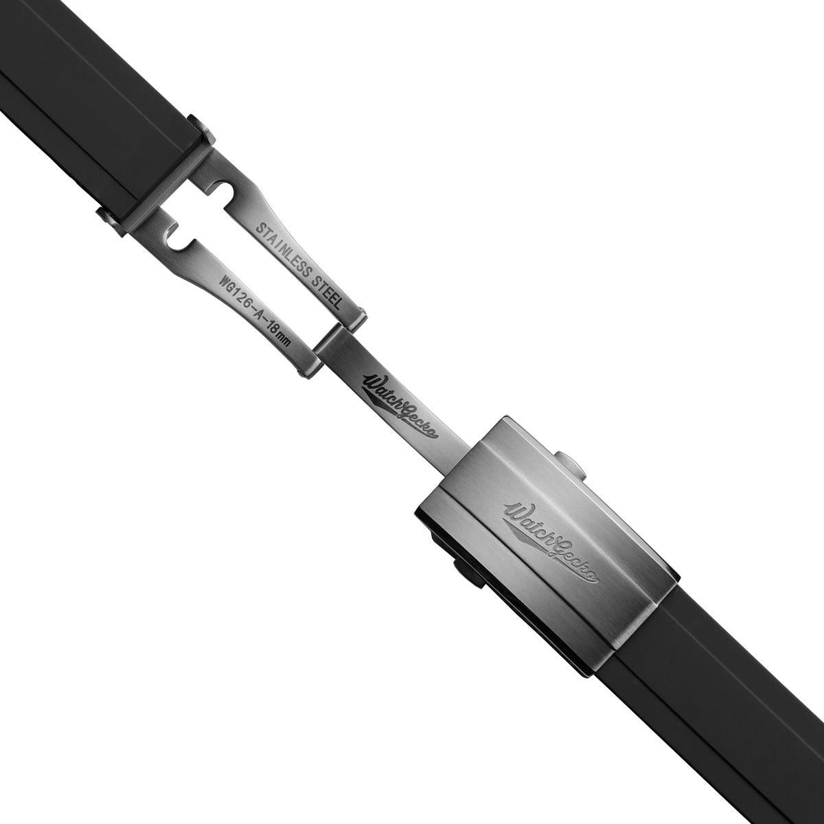 WatchGecko Sedona Rubber Deployant Watch Strap - Black