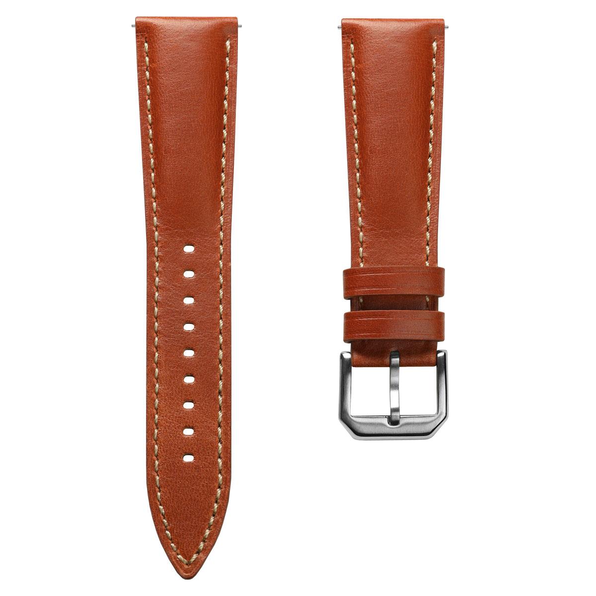 Tenby Classic Padded Genuine Leather Watch Strap - Rust Brown