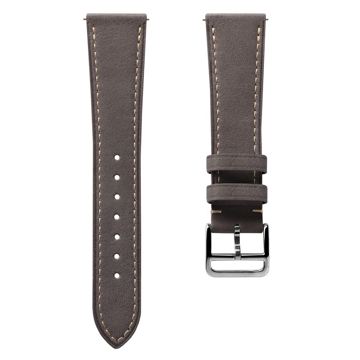 Brixham Special Buckle Vintage Leather Watch Strap - Dark Grey