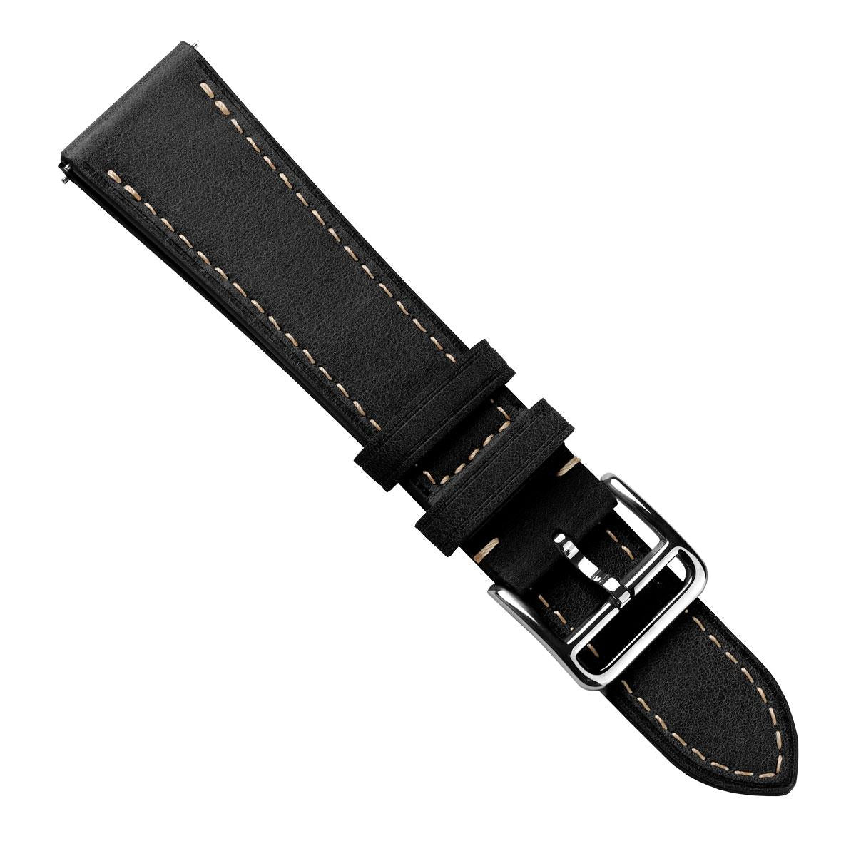 Brixham Special Buckle Vintage Leather Watch Strap - Black