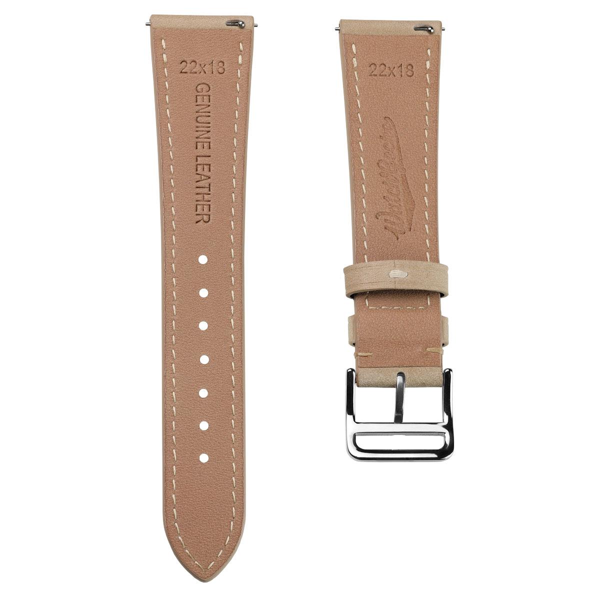 Brixham Flat Leather Watch Strap - Pastel Beige