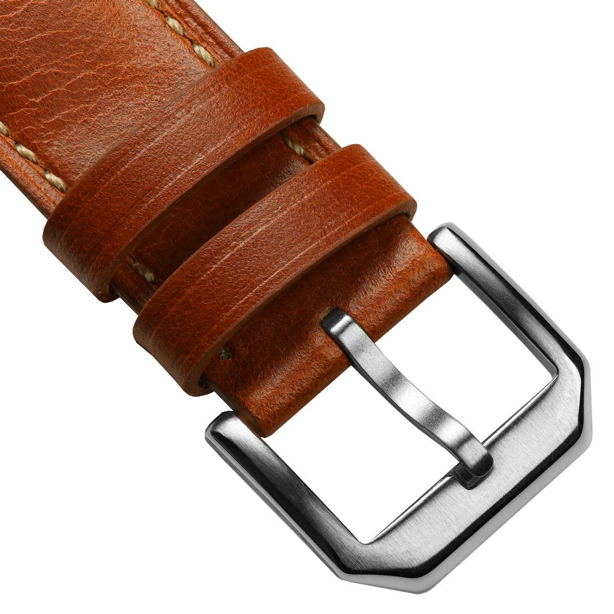 Tenby Classic Padded Genuine Leather Watch Strap - Rust Brown