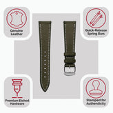 Hand-Stitched Watch Strap - Badalassi Carlo Pueblo Olive Green