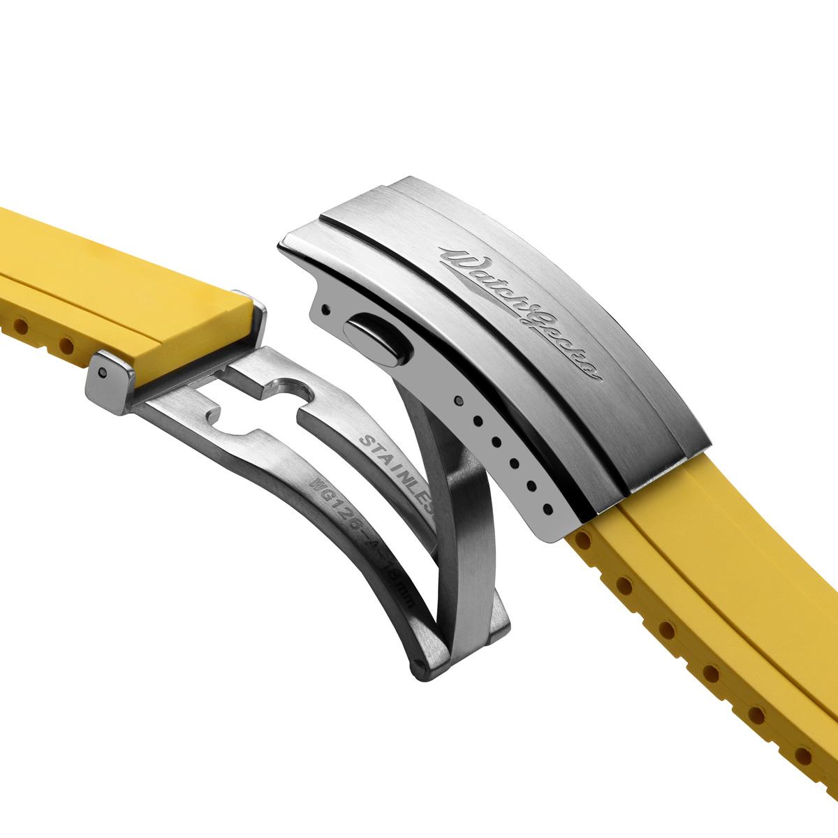 WatchGecko Sedona Rubber Deployant Watch Strap - Yellow