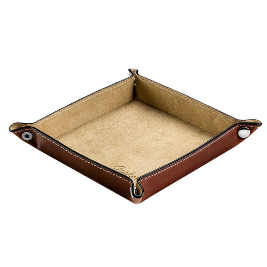 Genuine Leather Watch Tray - Beige Nubuck