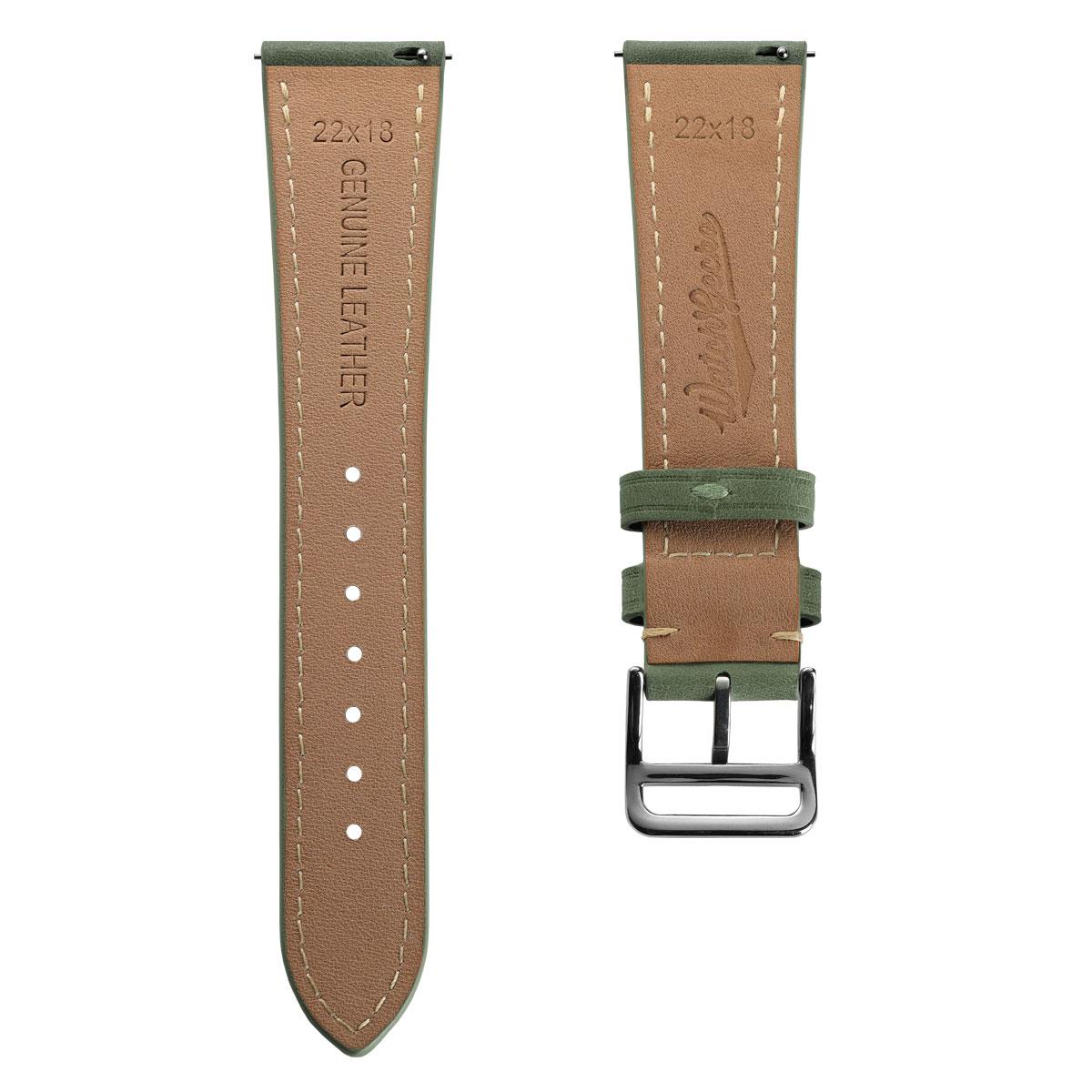 WatchGecko Brixham Special Buckle Vintage Leather Watch Strap - Sage Green