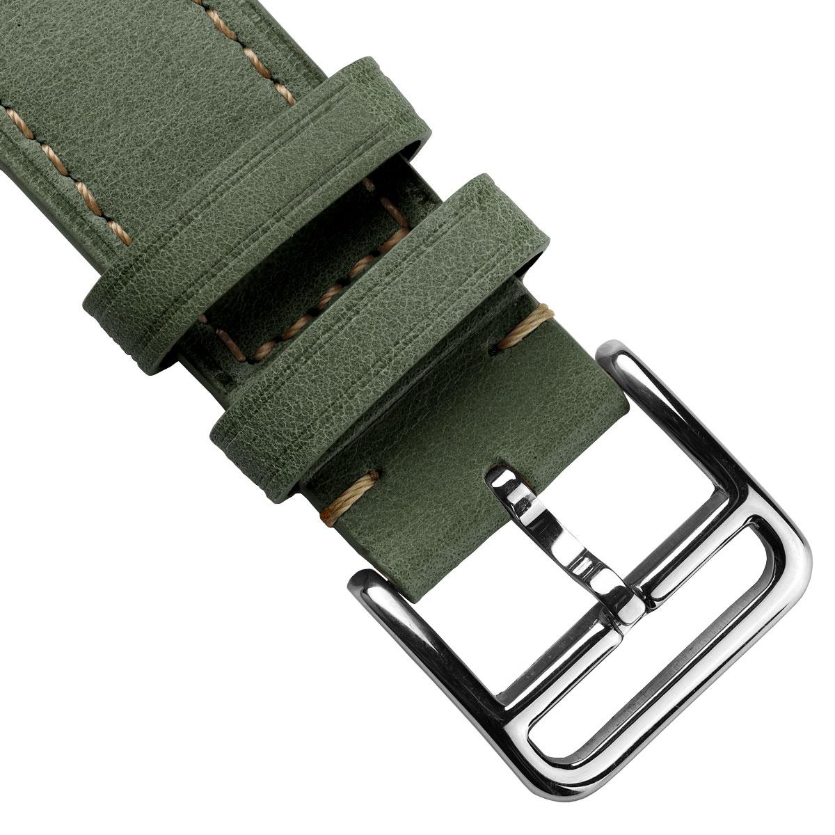 WatchGecko Brixham Special Buckle Vintage Leather Watch Strap - Sage Green