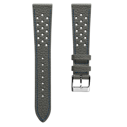 Ashdown Togo Leather Racing Watch Strap - Grey / Blue