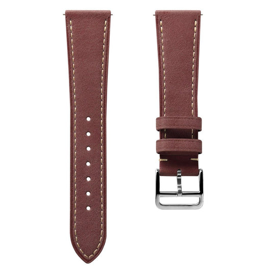 Brixham Special Buckle Vintage Leather Watch Strap - Burgundy