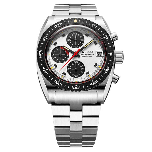 Nivada Grenchen Autochron Orange - ETA Valjoux 7750 Automatic - Black Racing Strap