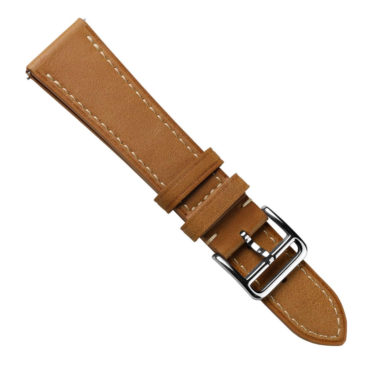 WatchGecko Brixham Special Buckle Vintage Leather Watch Strap - Light Brown