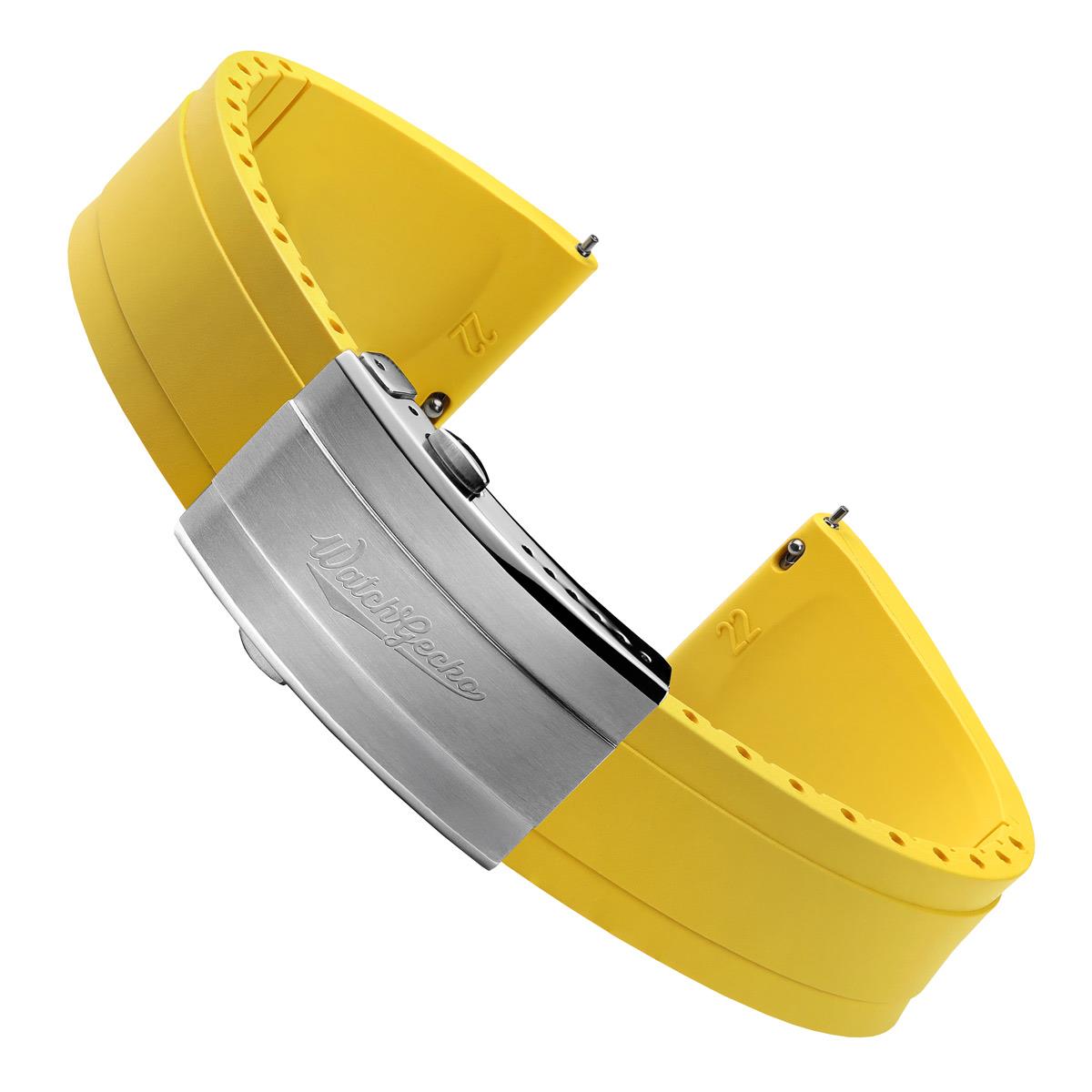 WatchGecko Sedona Rubber Deployant Watch Strap - Yellow