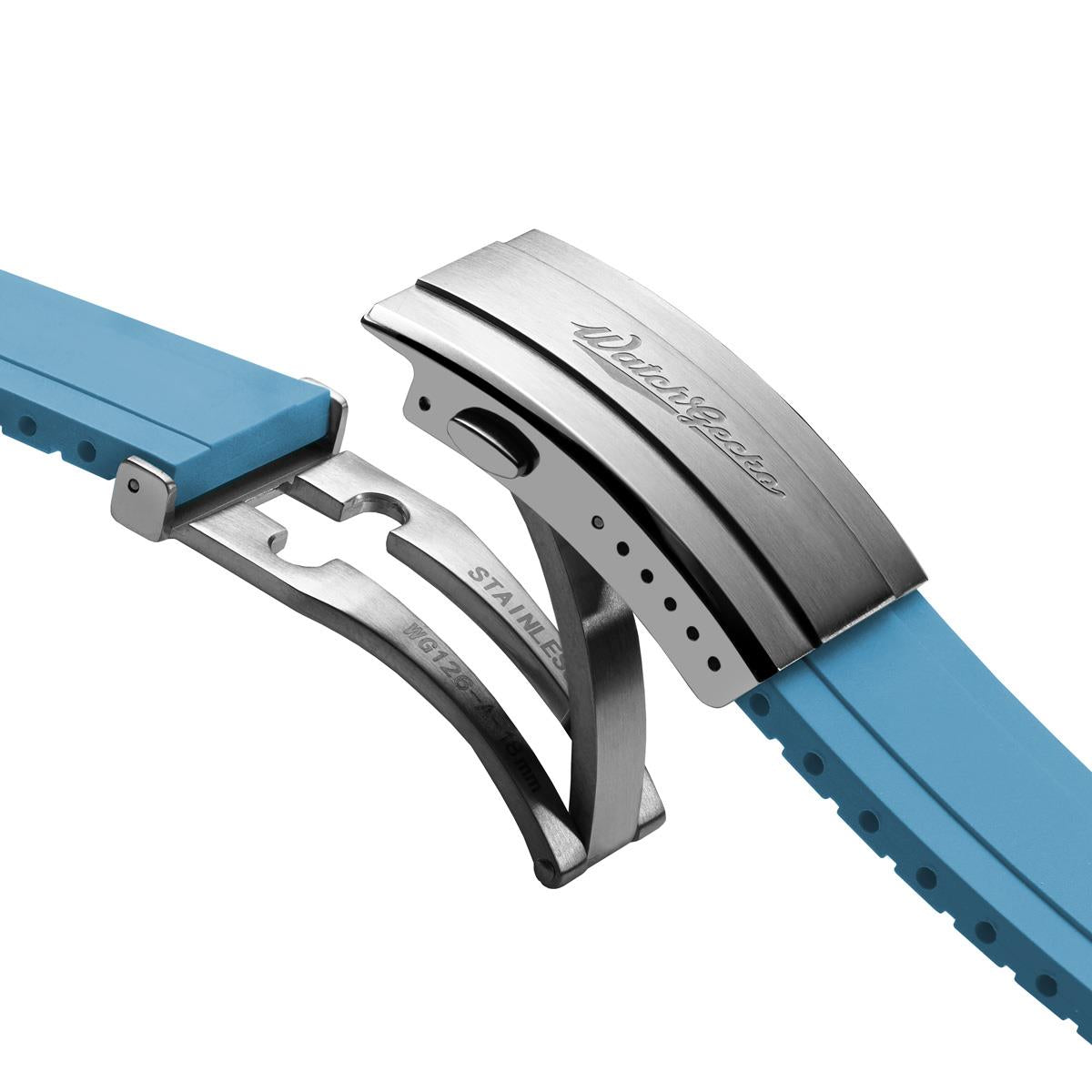 WatchGecko Sedona Rubber Deployant Watch Strap - Light Blue