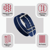WatchGecko Signature Single Pass Military Nylon Watch Strap - Blue & White