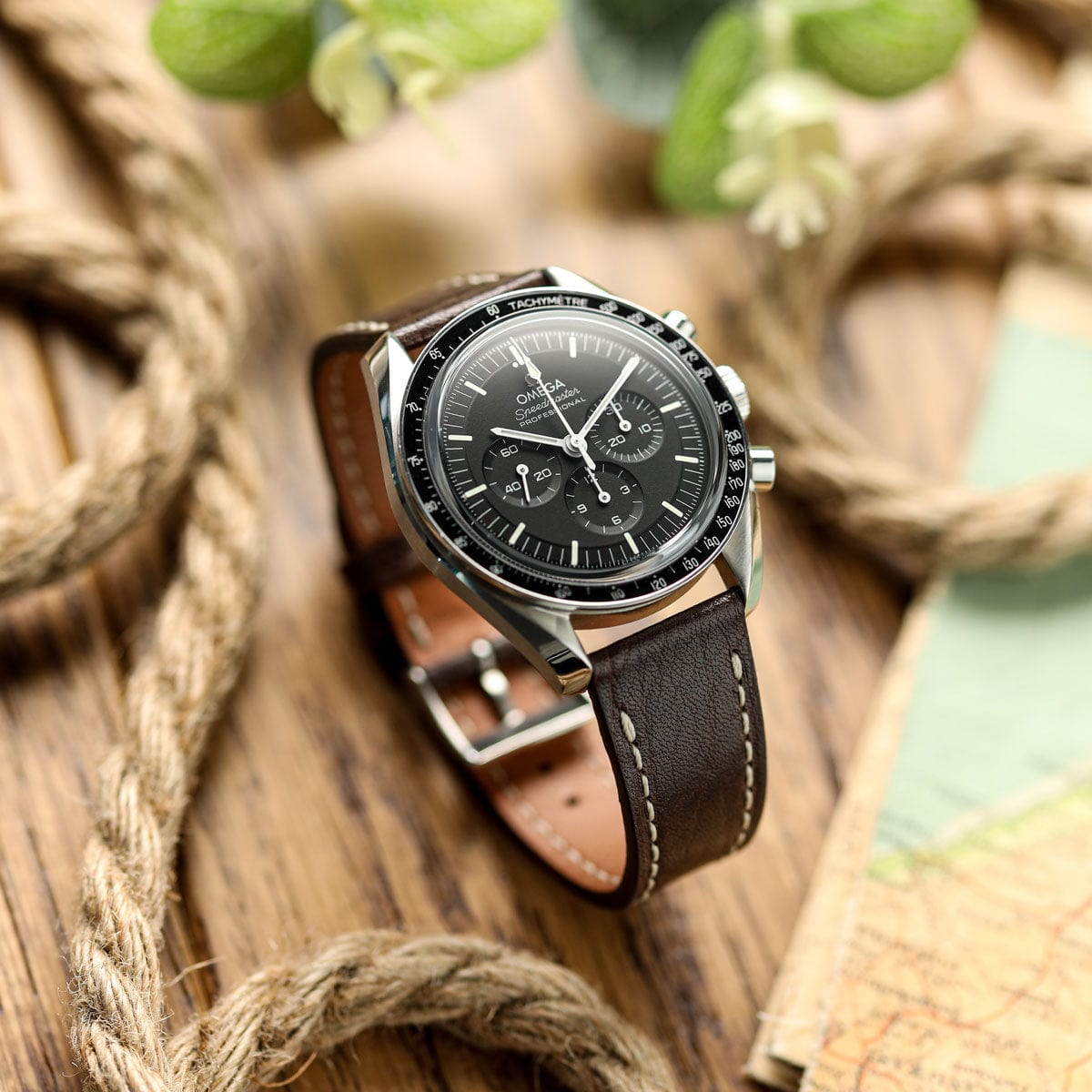 Castile Handmade Spanish Leather Watch Strap - Dark Brown