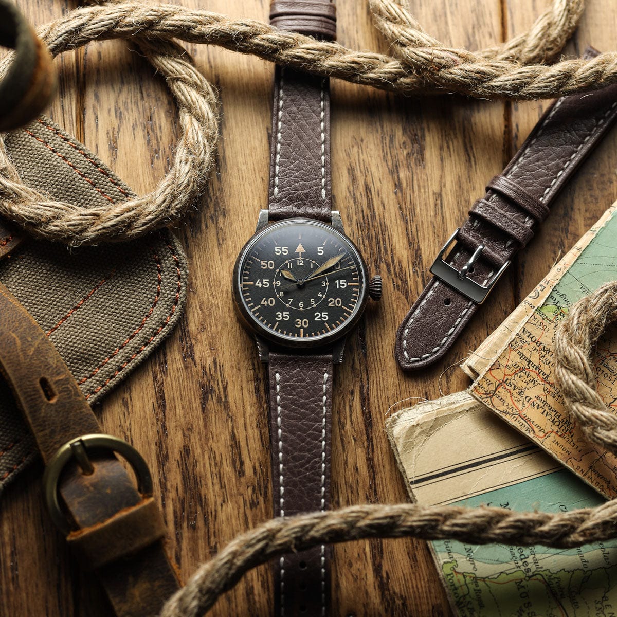 Castile Handmade Spanish Leather Watch Strap - Dark Brown