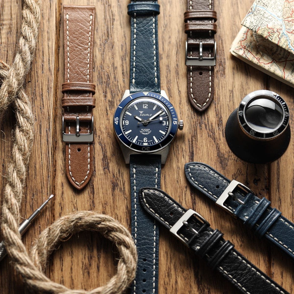 Castile Handmade Spanish Leather Watch Strap - Dark Brown