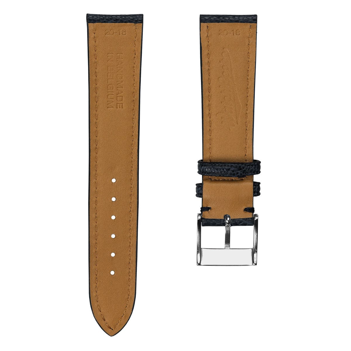 Durbuy Ostrich Leg Handmade Leather Watch Strap - Blue