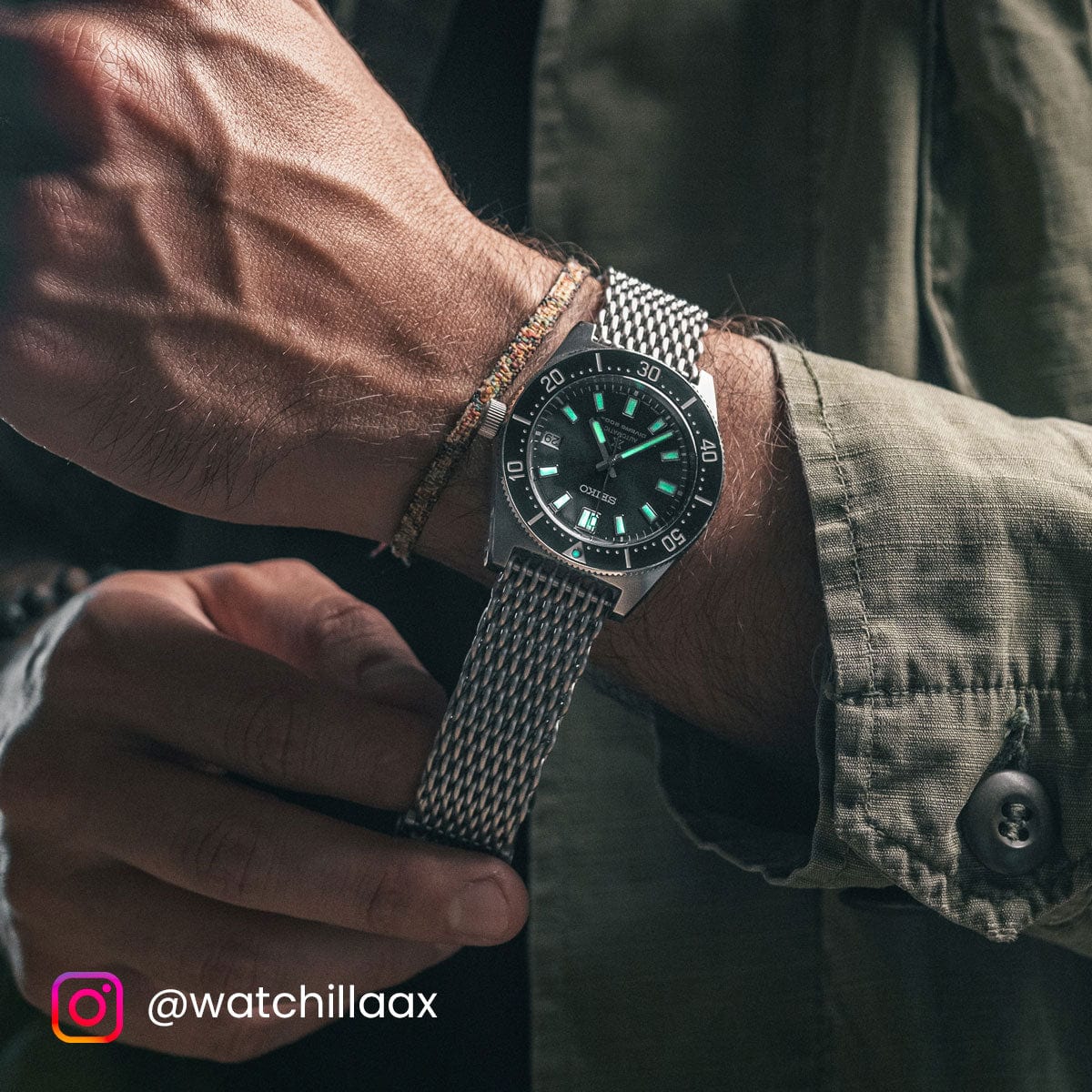 Genuine H Link Shark Mesh 316L Stainless Watch Strap - Satin - New/Old Stock