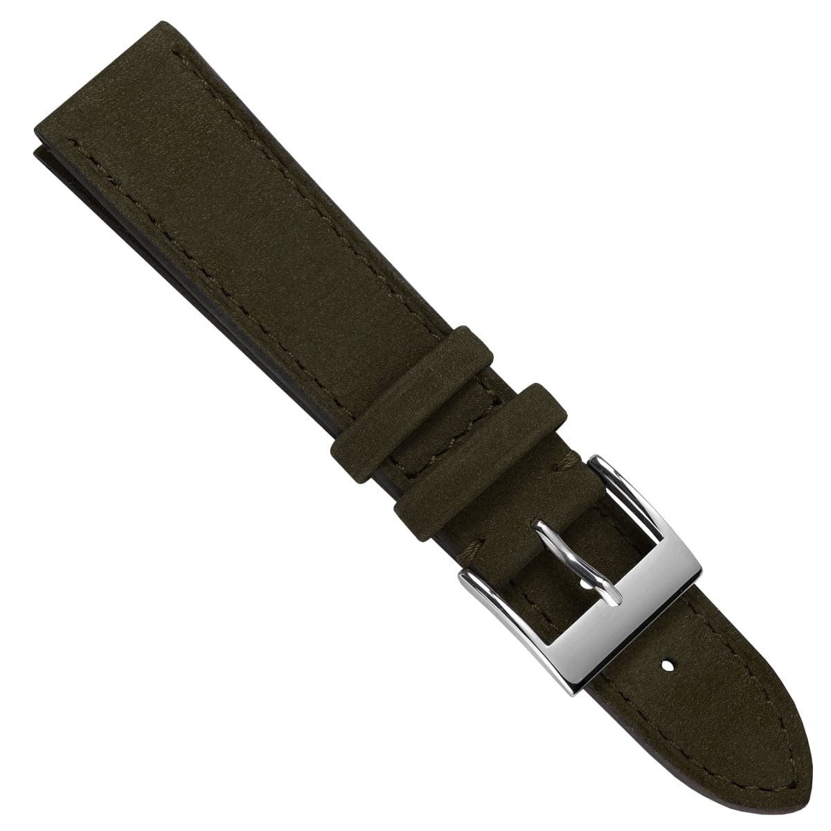 Mozet Flat Nubuck Handmade Leather Watch Strap - Khaki