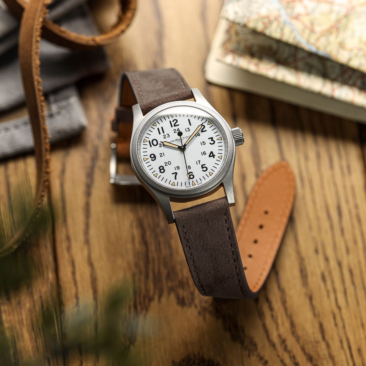Mozet Flat Nubuck Handmade Watch Strap - Taupe