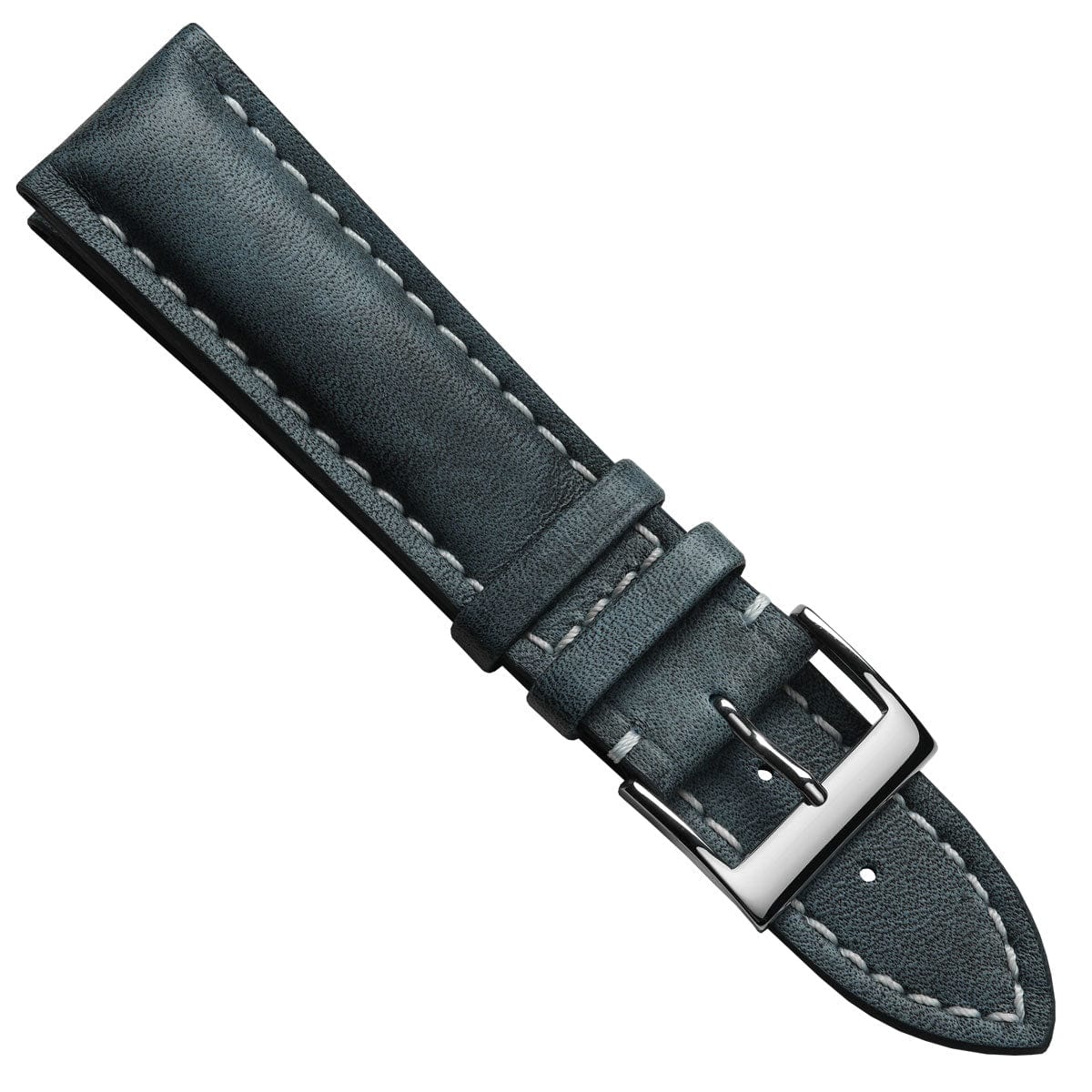 Ostend Thick Padded Leather Watch Strap - Patina Blue Jeans