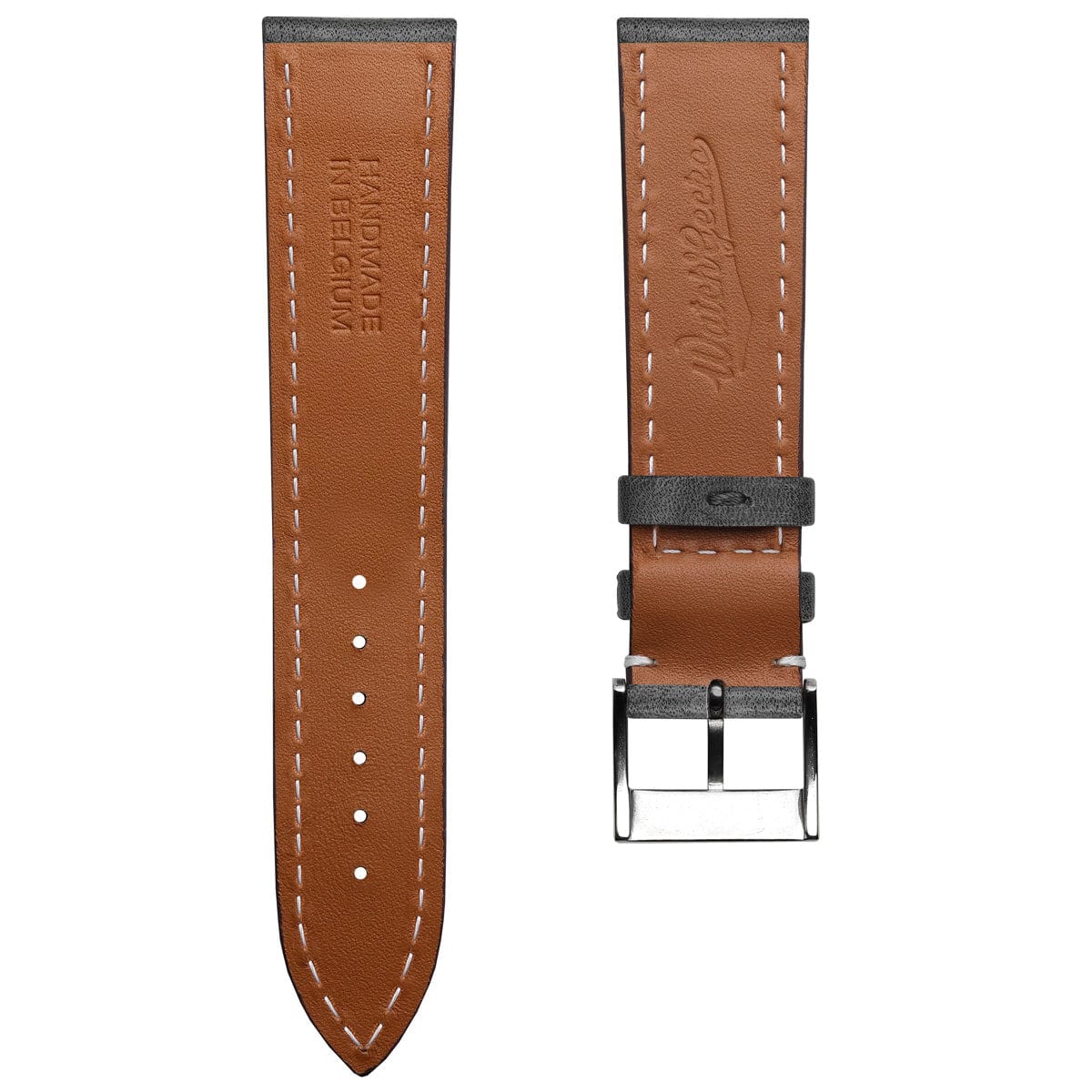 Ostend Thick Padded Leather Watch Strap - Patina Grey