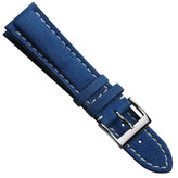 Ostend Thick Padded Leather Watch Strap  - Nubuck Azure Blue