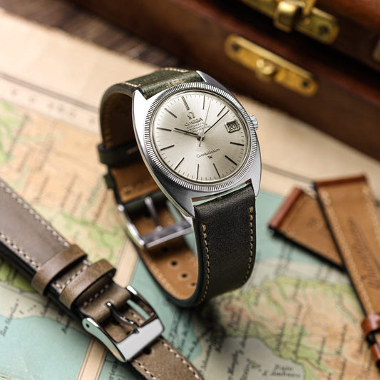 Missouri Vintage Leather Watch Strap - Olive