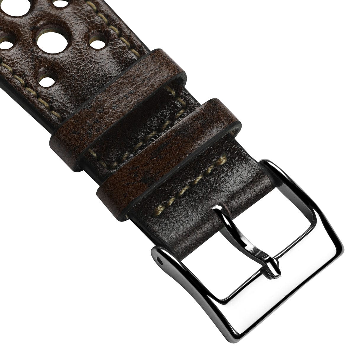 Radstock Racing Style Genuine Leather Watch Strap - Vintage Chocolate Brown