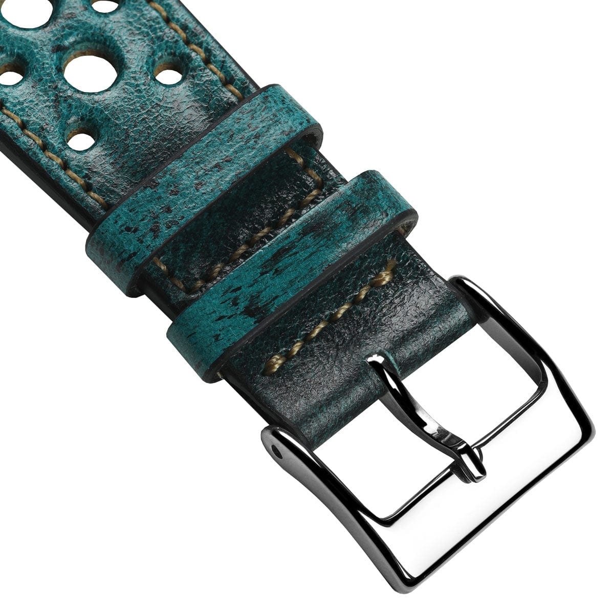 Radstock Racing Style Genuine Leather Watch Strap - Vintage Turquoise