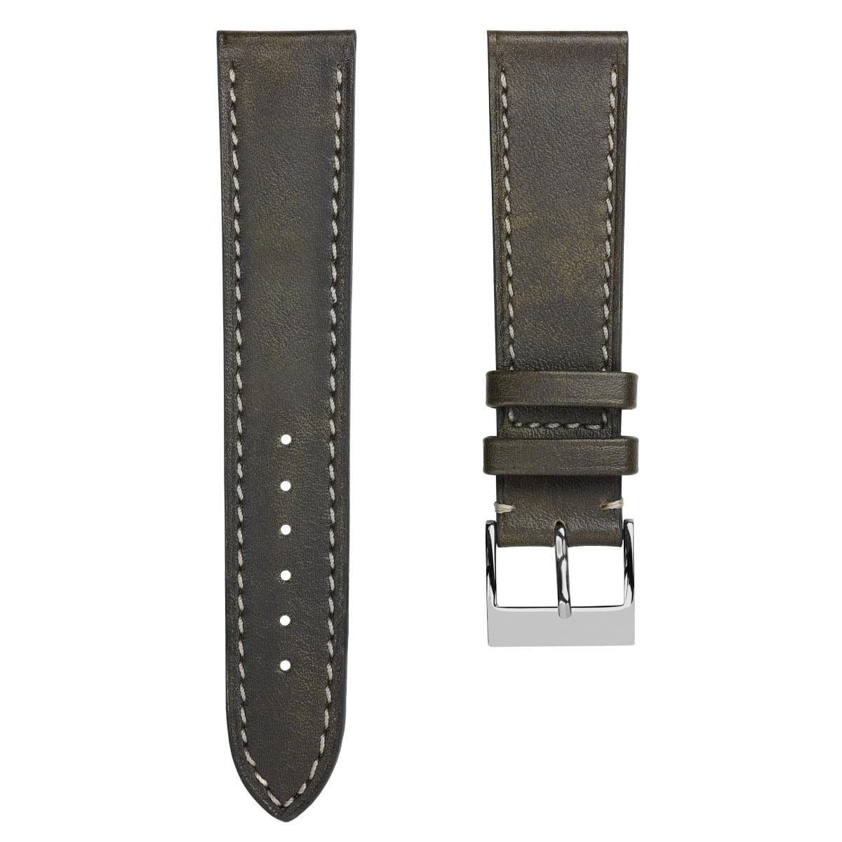Rochefort Flat Patina Calf Leather Watch Strap - Grey