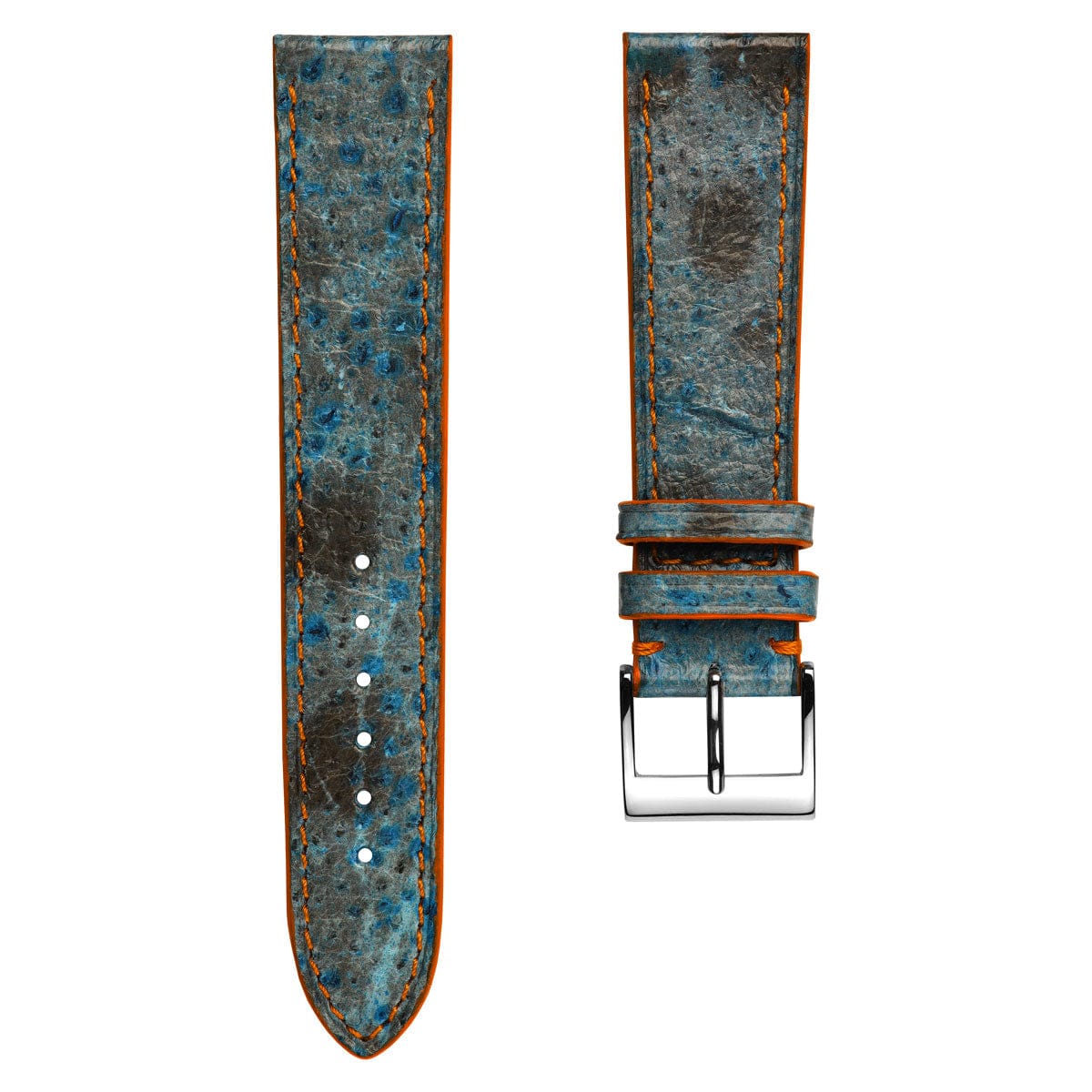 Sea Wolf Flat Leather Watch Strap - Ocean Blue