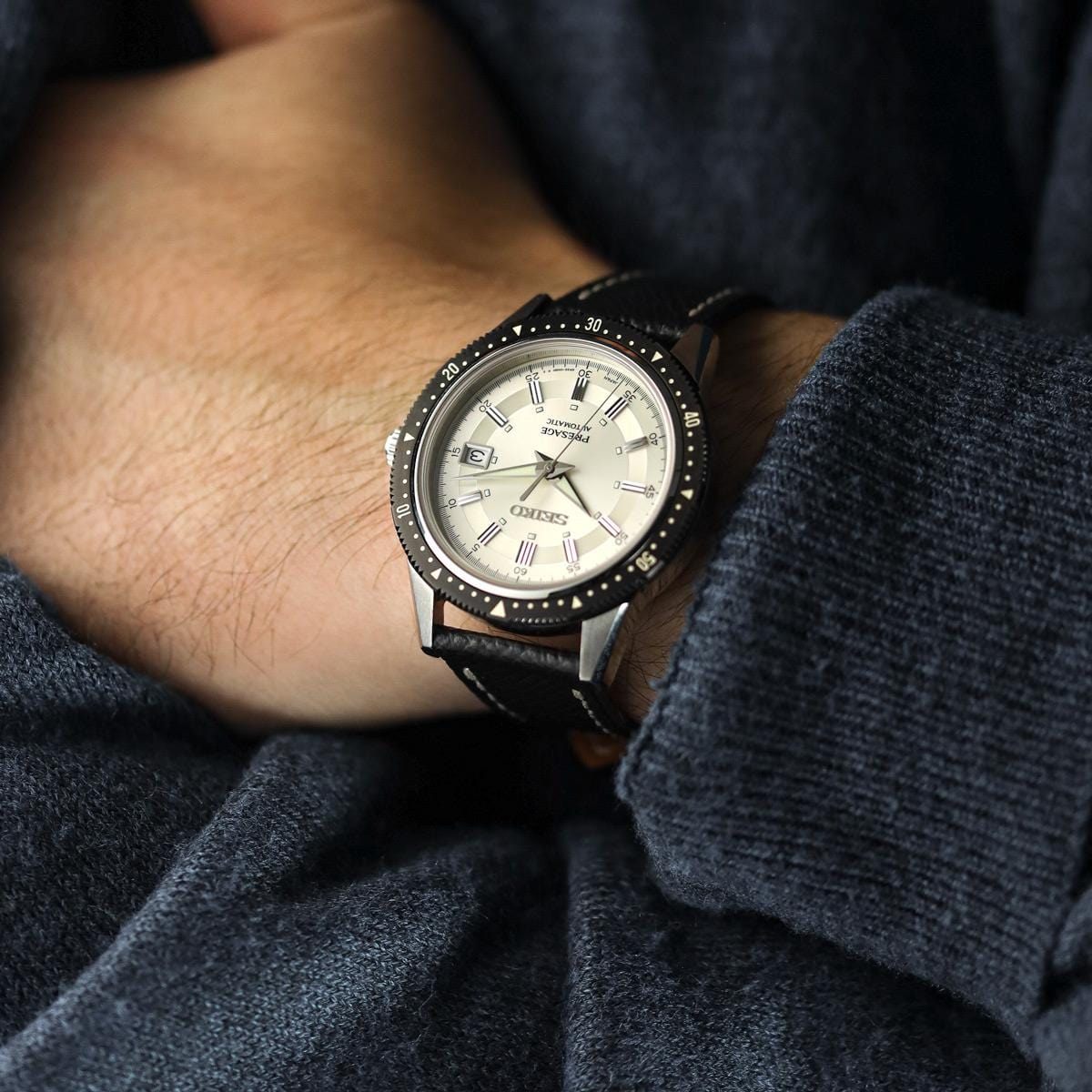 Sestriere Hand Stitched Italian Leather Watch Strap - Alpine Black