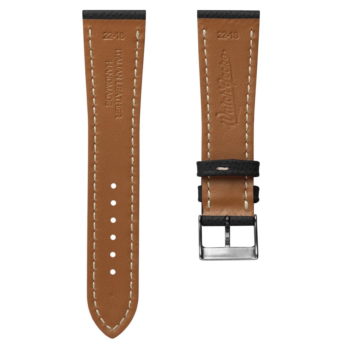 Sestriere Hand Stitched Italian Leather Watch Strap - Alpine Black
