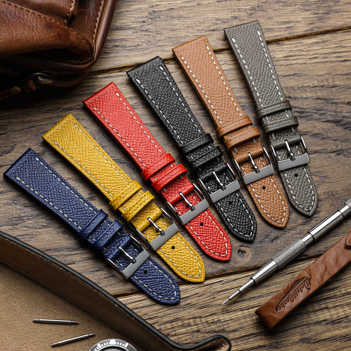 Sestriere Hand Stitched Italian Leather Watch Strap - Alpine Black