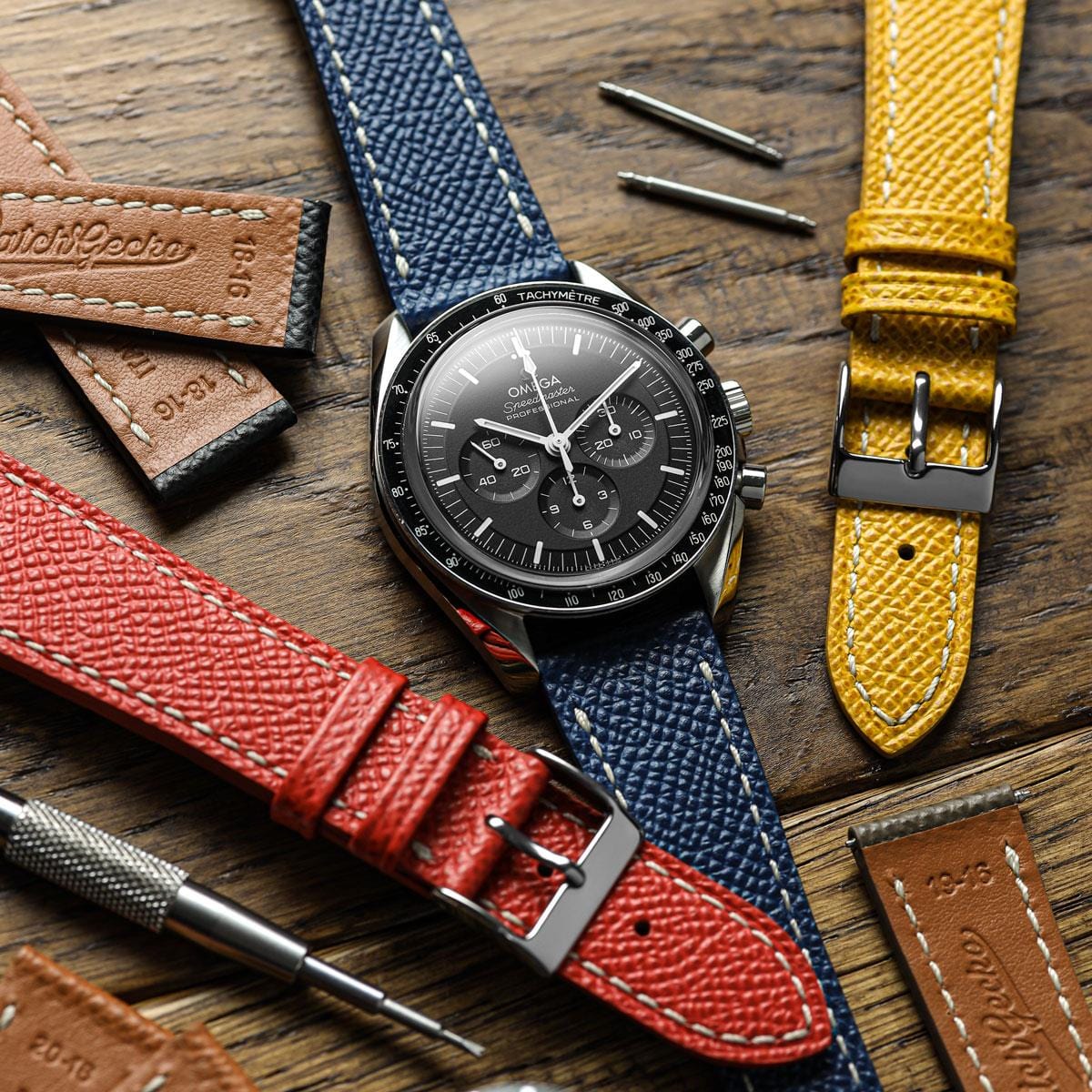 Sestriere Hand Stitched Italian Leather Watch Strap - Alpine Blue