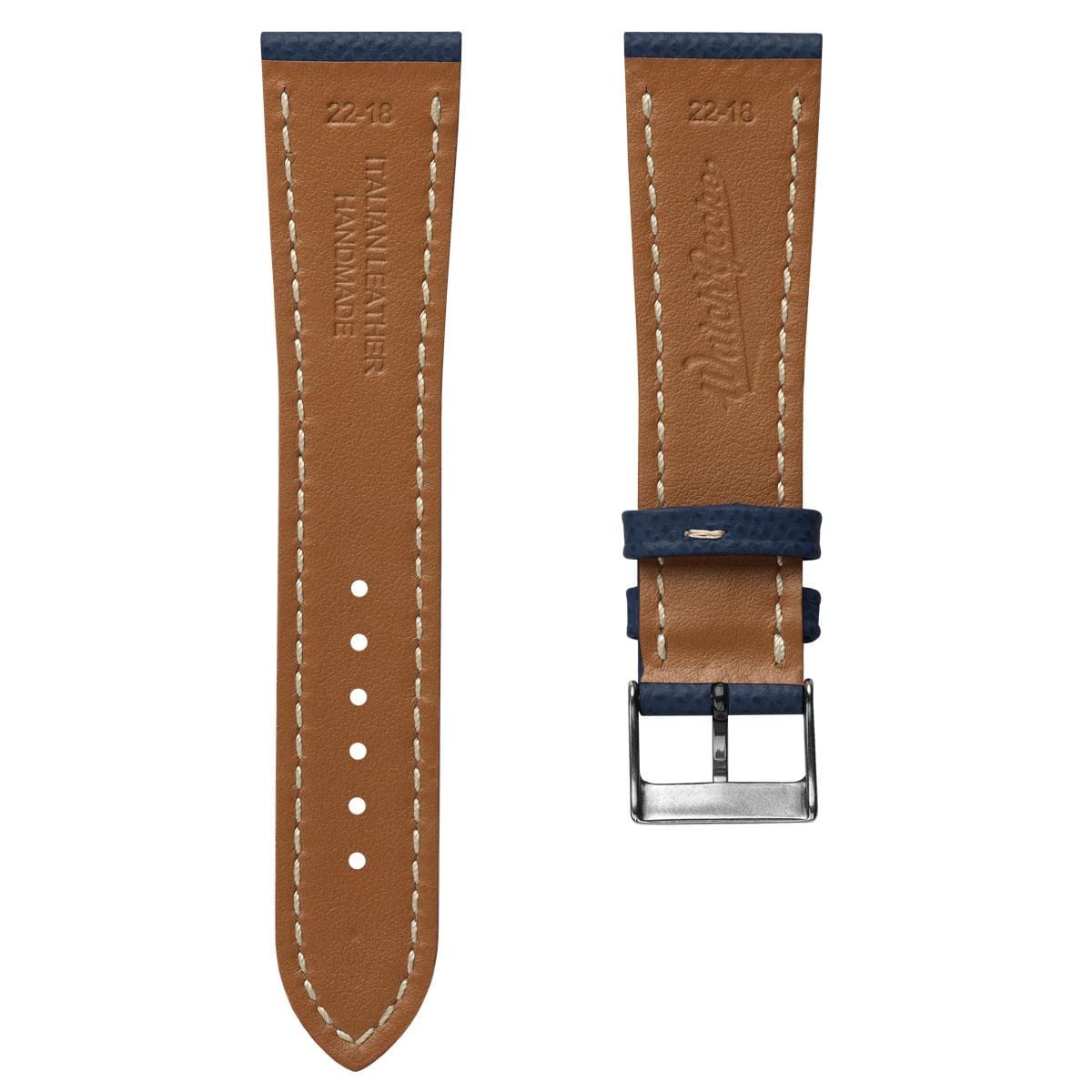 Sestriere Hand Stitched Italian Leather Watch Strap - Alpine Blue