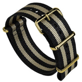 The Vintage Watch Company Military Watch Strap - Black & Gold / Gold Hardware