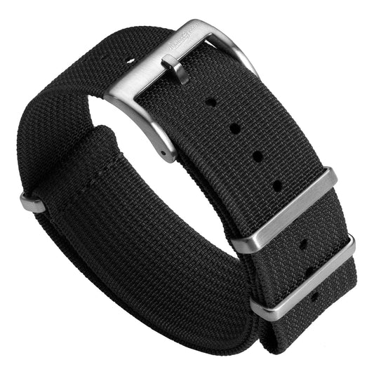 WatchGecko Ridge Military Nylon Watch Strap - Black