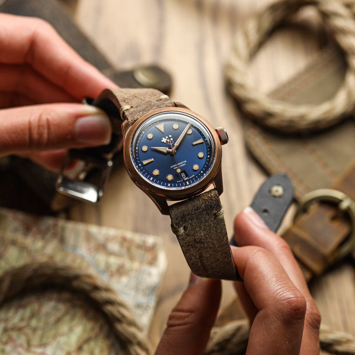 Simple Handmade Distressed Leather Watch Strap - Light Brown